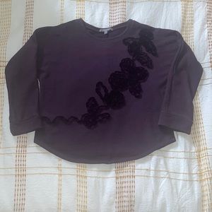 Blue Tassel Dark Purple Sweatshirt with Floral Detail